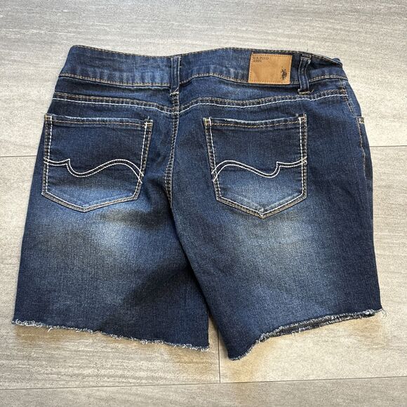 U.S. Polo Assn. Womans Blue Denim Cut Off Vintage Y2K Jean Shorts 7/8 - Picture 3 of 3